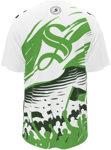 Camisa de treino do Santos Laguna 2026 - 2027 branca com torcida desenhada na barra, frente e costas