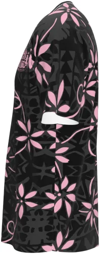 Camisa de pré-jogo do Sunderland AFC 2026 - 2027 preta com flores de cerejeira rosa, frente e costas