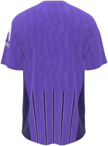 Camisa terceiro uniforme do Tottenham Hotspur 2026 - 2027 roxa com listras verticais, frente e costas