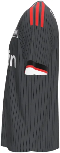 Camisa visitante do Union Berlin 2026 - 2027 cinza-escura com listras finas, frente e costas